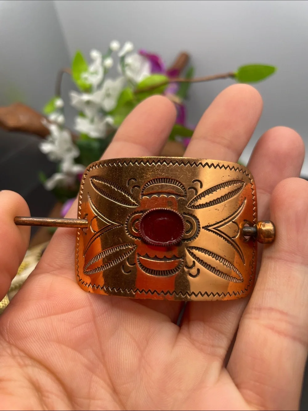 Japan solid copper hair pin vintage